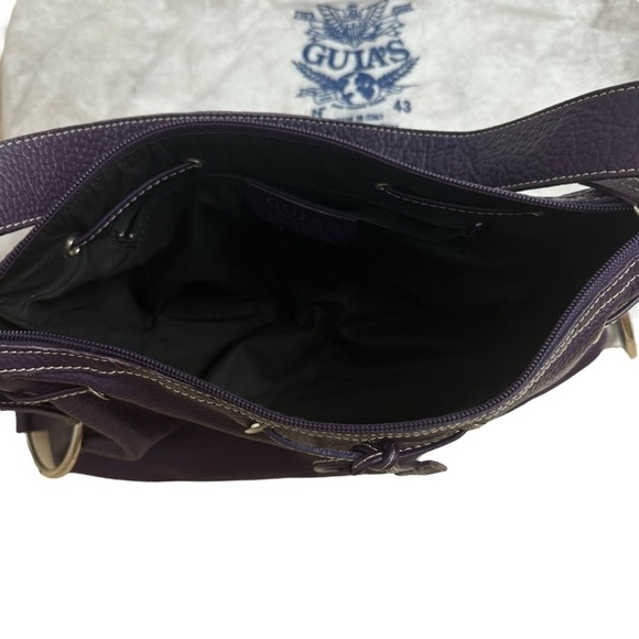 Guia’s Shoulder Bag Purse Purple Leather Made in Italy Bow Casual Dainty Large - Picture 6 of 8